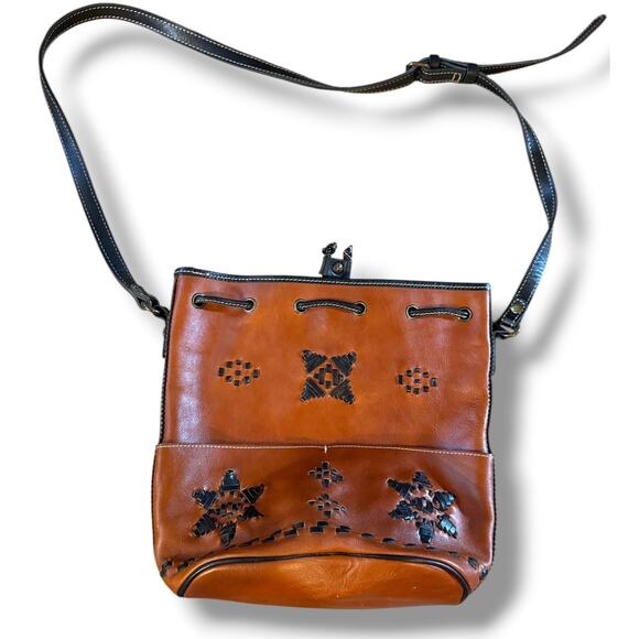 Patricia Nash Brindisi Leather Bucket Bag Western Boho Stitching Handbag main image 4